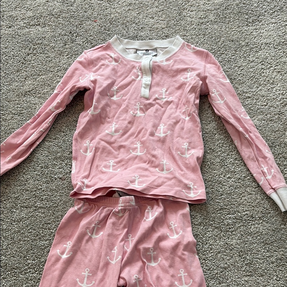 Classic Pink and White Pajama Set with Delicate Pattern